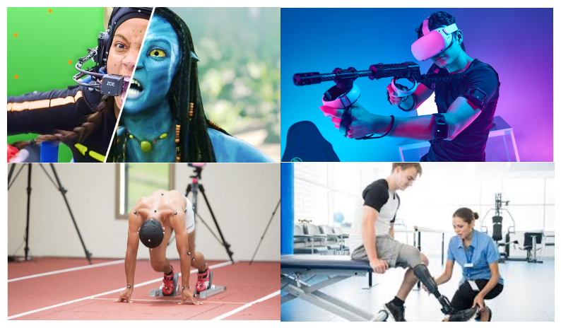 Motion capture applications: film, VR, sport, rehabilitation